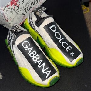 Dolce & Gabbana White and Neon Green Sneakers